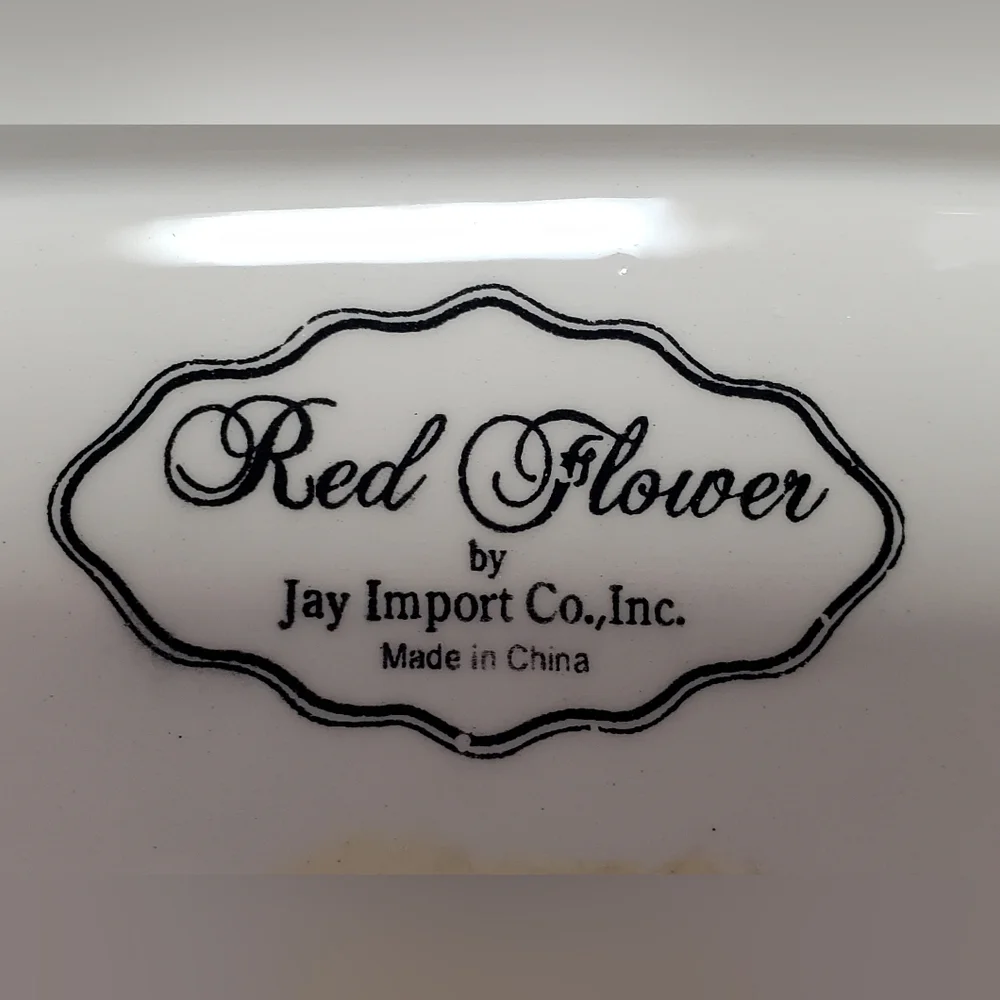 NWOT Ceramic Platter Plate Tray by Jay Import Painted Flower Large 18.5” X 13”